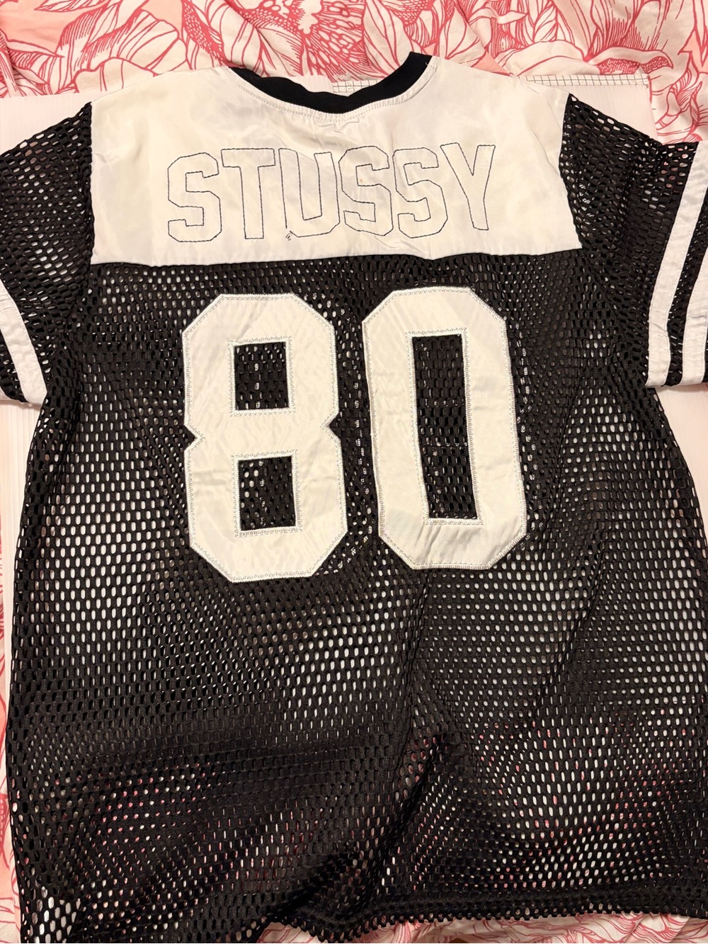 Stussy women Black & White Mesh Football Jersey - 80